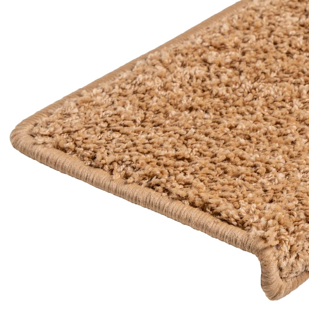 Tappetini per scale 10 pz 65x21x4 cm Beige Bordo rettangolare