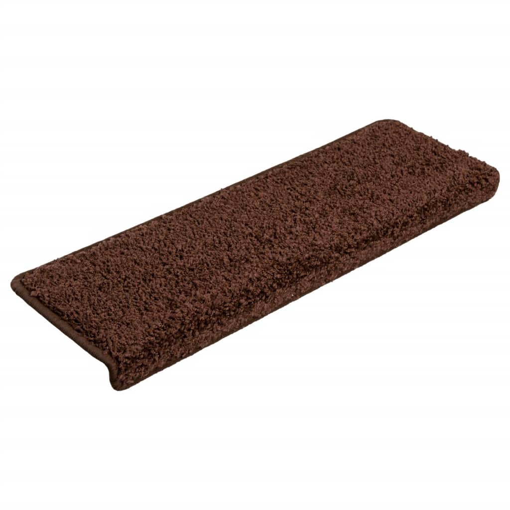 Tappetini per scale 10 pz 65x21x4 cm Marrone Bordo rettangolare