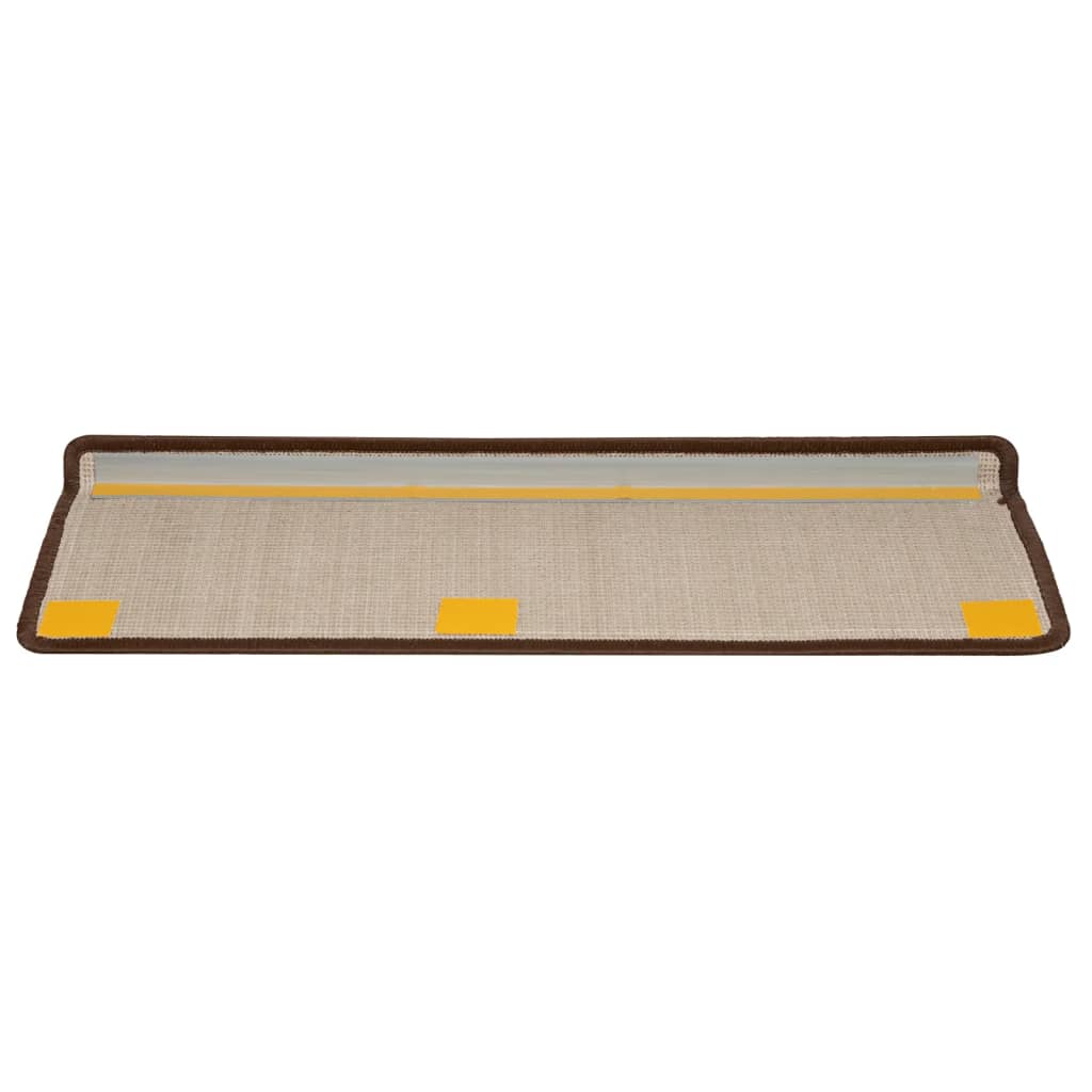 Tappetini per scale 10 pz 65x21x4 cm Marrone Bordo rettangolare