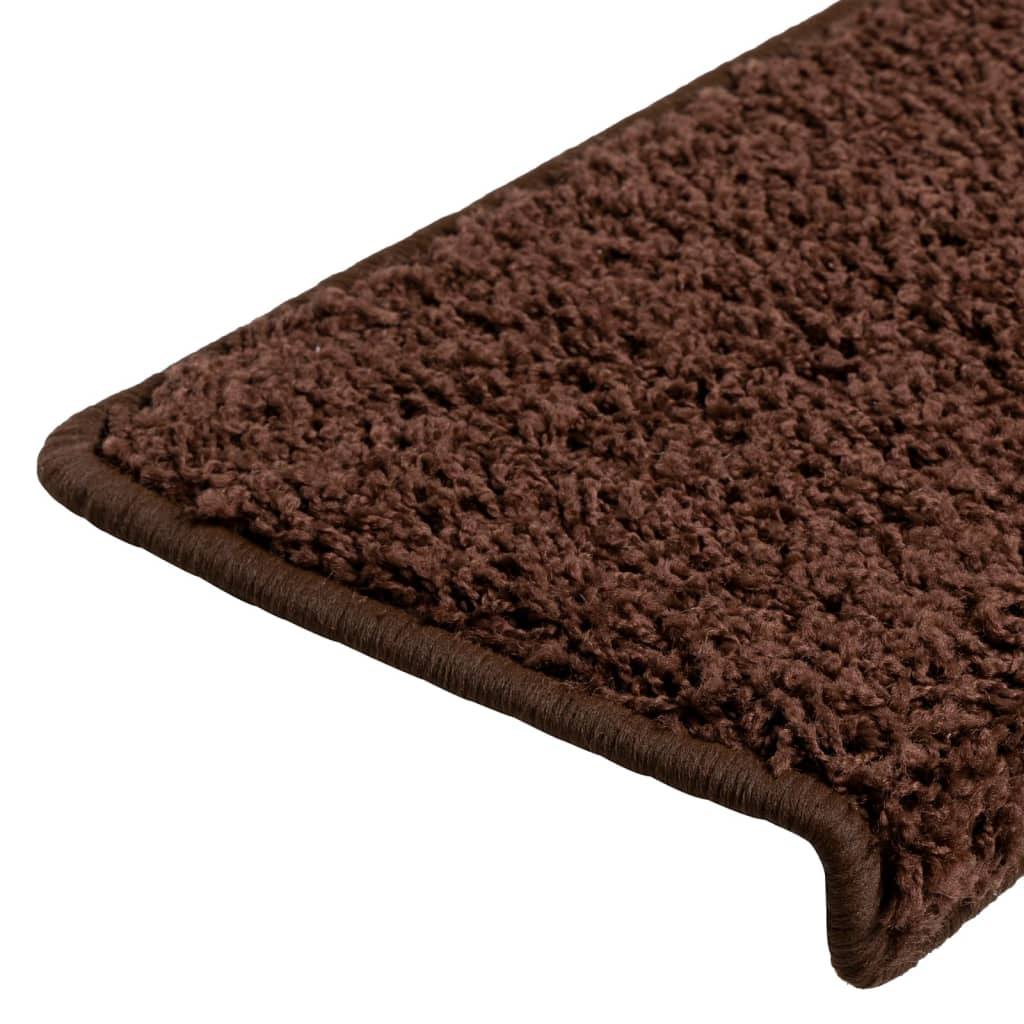 Tappetini per scale 10 pz 65x21x4 cm Marrone Bordo rettangolare
