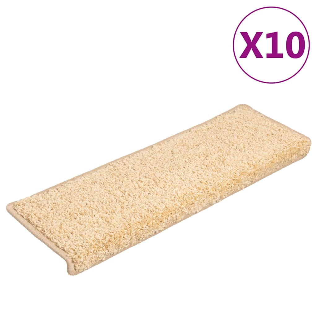 Tappetini per scale 10 pz 65x21x4 cm Crema Bordo rettangolare
