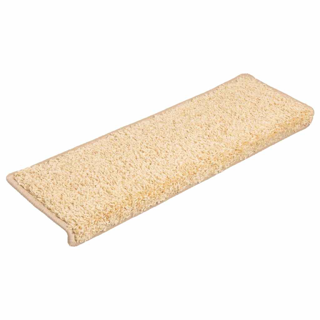 Tappetini per scale 10 pz 65x21x4 cm Crema Bordo rettangolare
