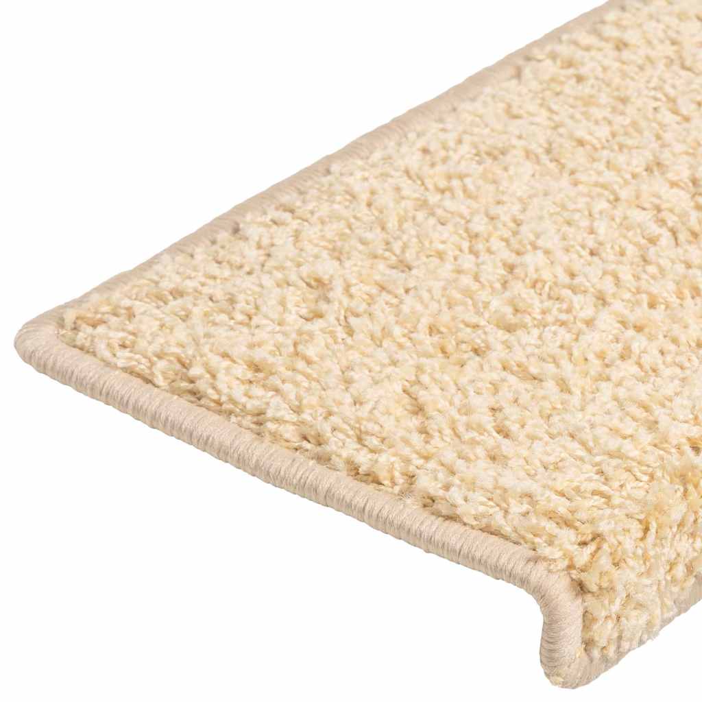 Tappetini per scale 10 pz 65x21x4 cm Crema Bordo rettangolare