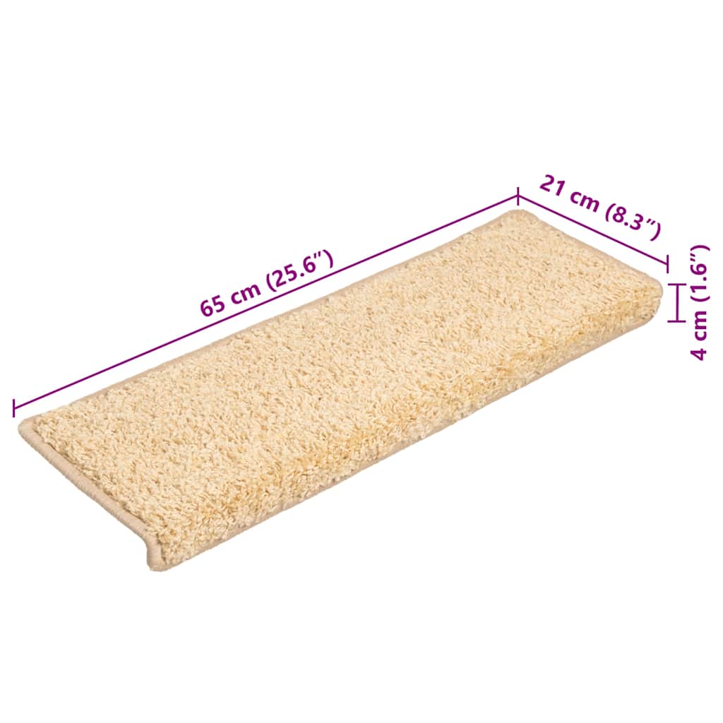 Tappetini per scale 10 pz 65x21x4 cm Crema Bordo rettangolare