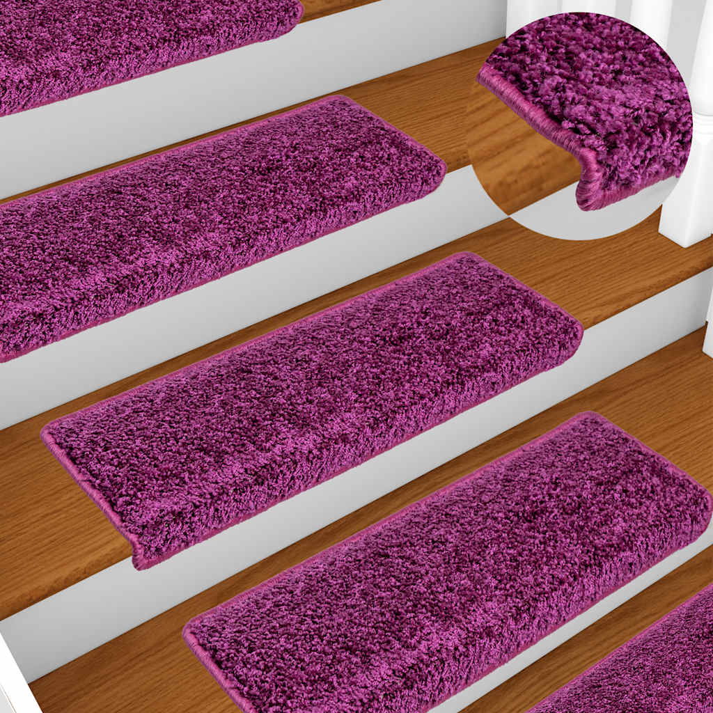 Tappetini per scale 10 pz 65x21x4 cm Viola Bordo rettangolare
