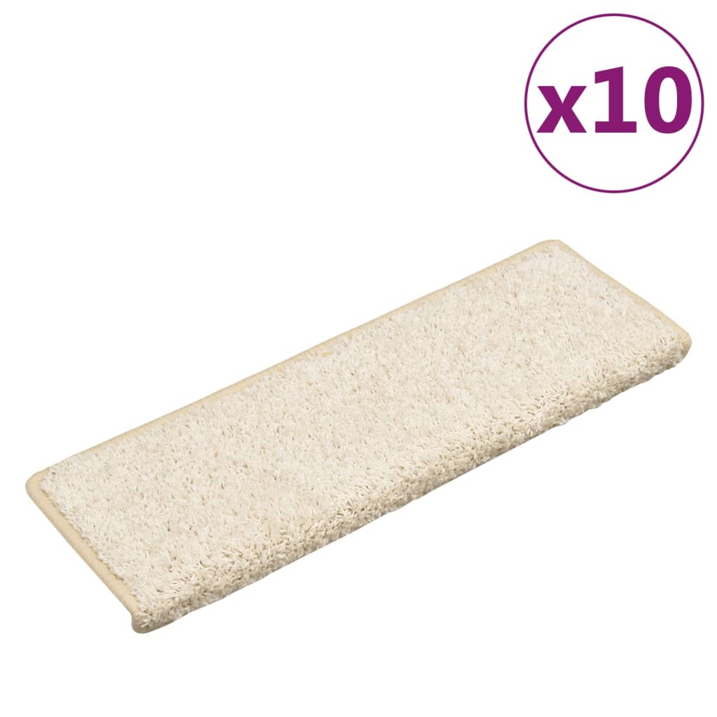 Tappetini per scale 10 pz 65x21x4 cm bianchi con bordo rettangolare