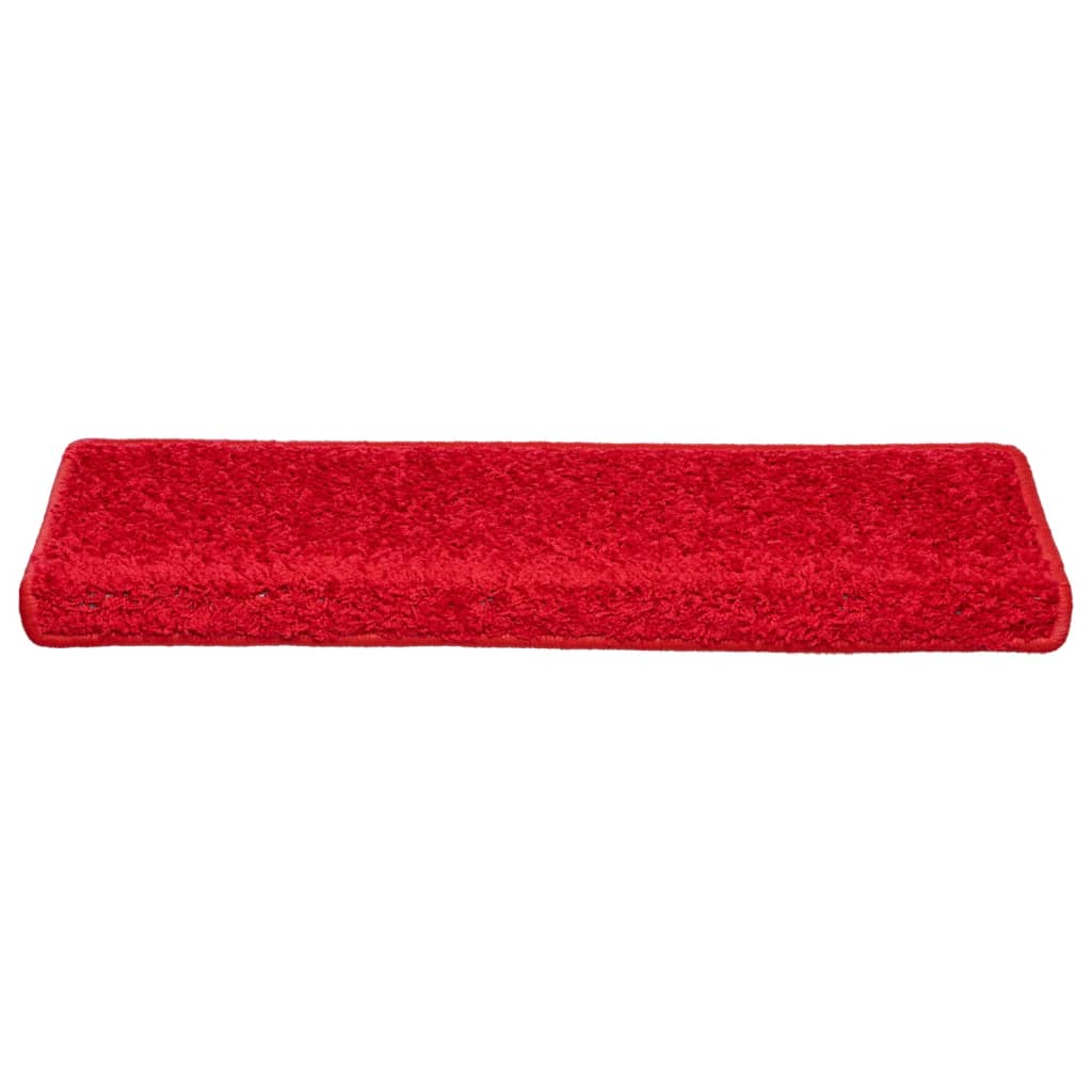 Tappetini per scale 10 pz 65x21x4 cm Rosso Bordo rettangolare