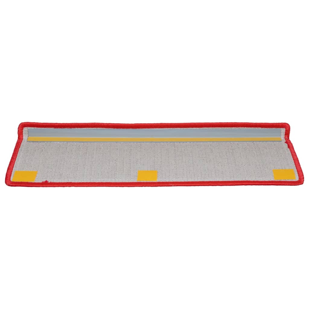 Tappetini per scale 10 pz 65x21x4 cm Rosso Bordo rettangolare