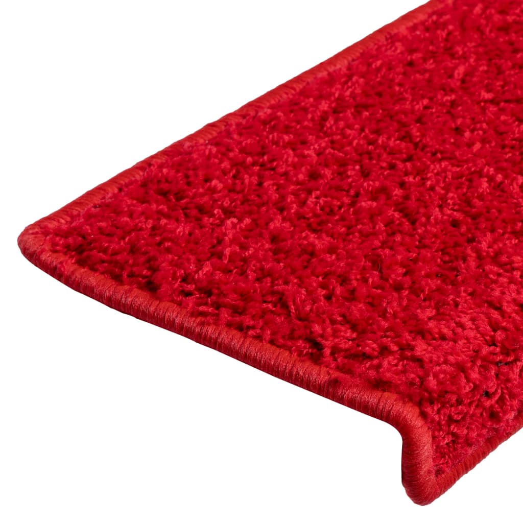 Tappetini per scale 10 pz 65x21x4 cm Rosso Bordo rettangolare