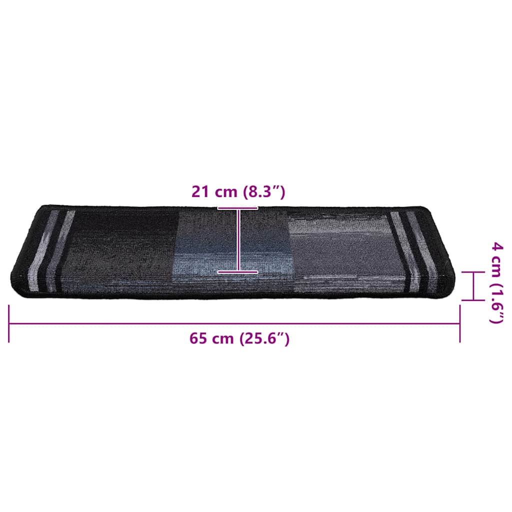 Tappetini per Scale Autoadesivi 5 pz 65x21x4 cm Nero e Grigio