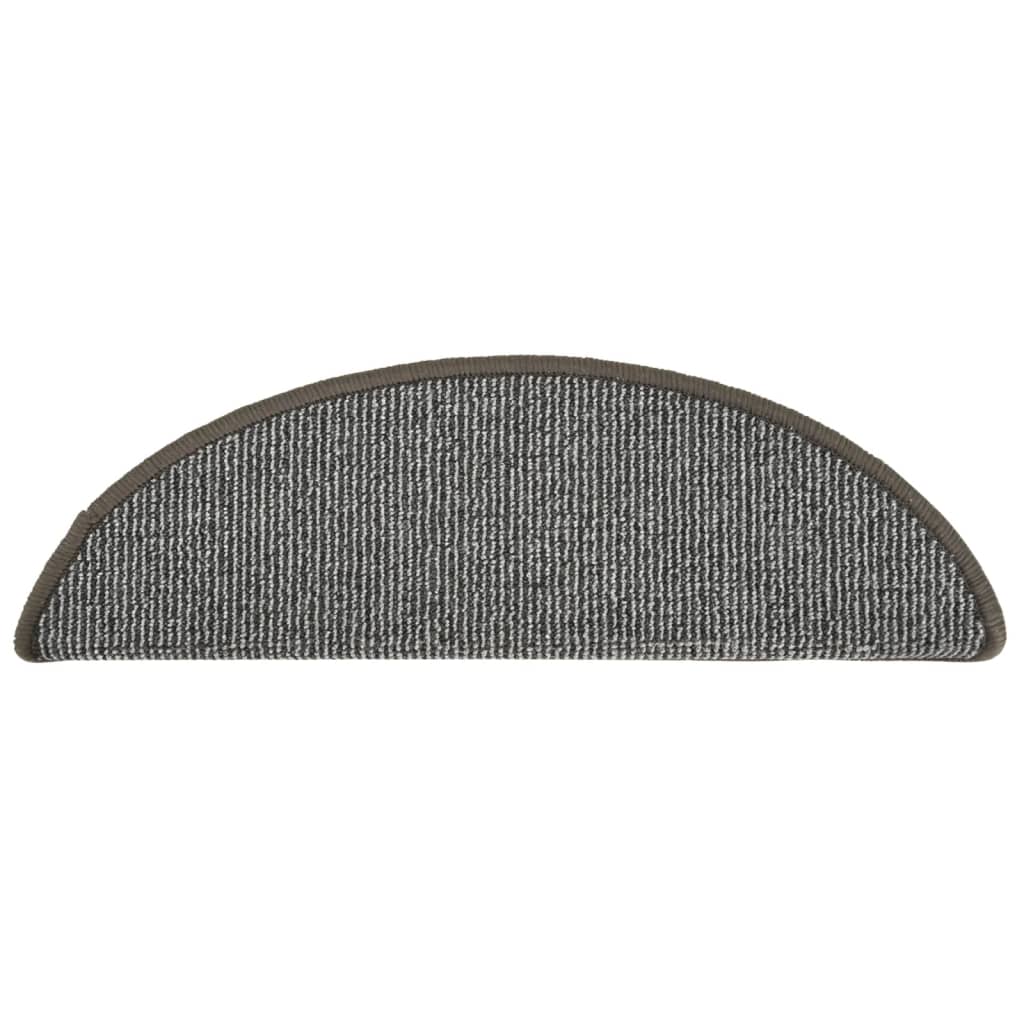 Tappetini per scale 15 pz 56x17x3 cm Grigio Semicircolari
