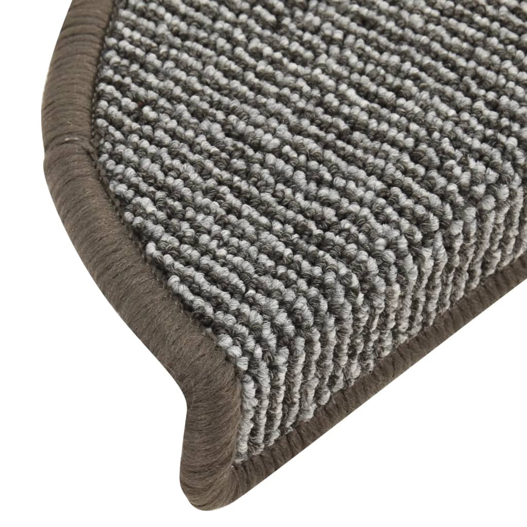 Tappetini per scale 15 pz 56x17x3 cm Grigio Semicircolari