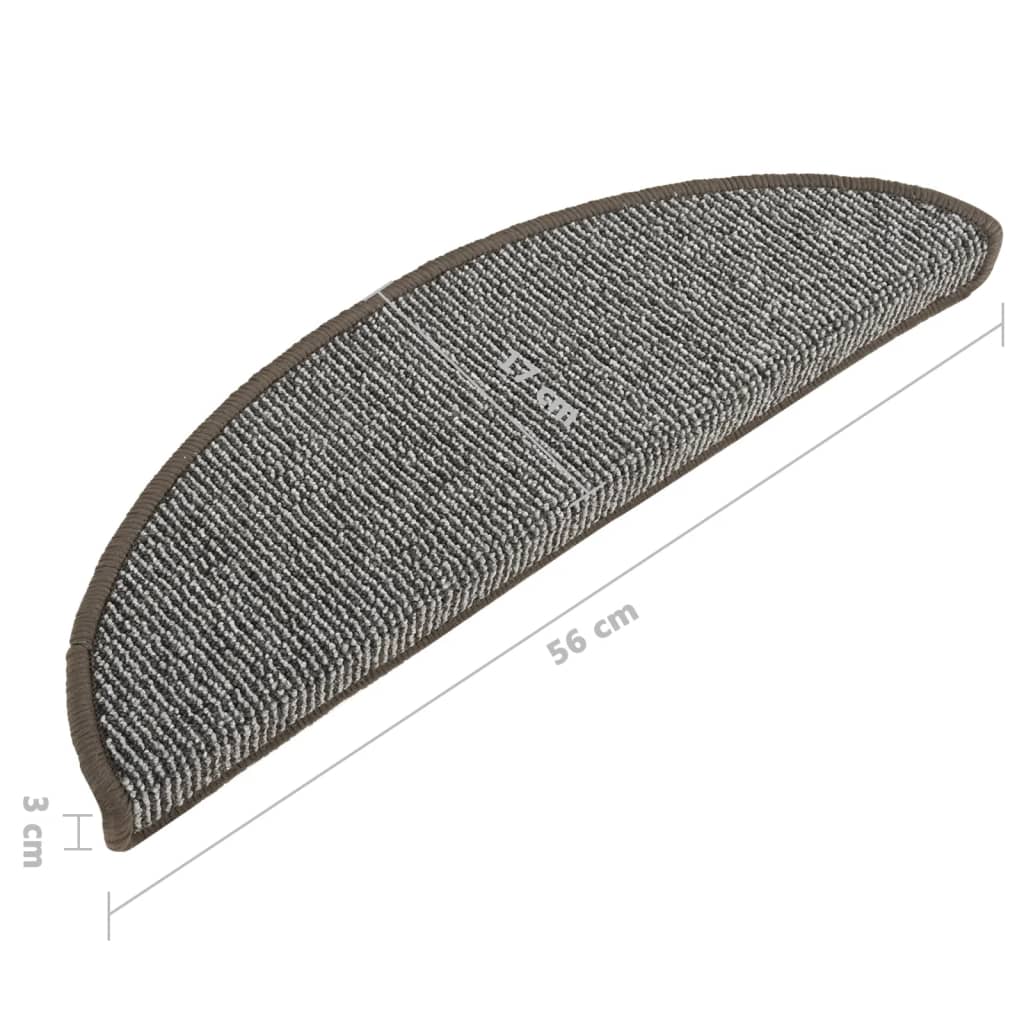 Tappetini per scale 15 pz 56x17x3 cm Grigio Semicircolari