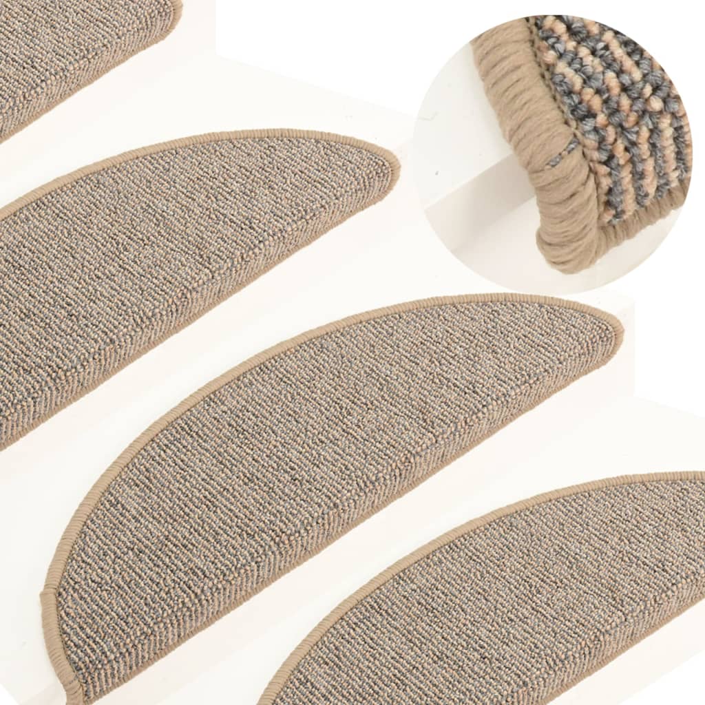 Tappetini per scale 15 pz 56x17x3 cm Marrone Semicircolari