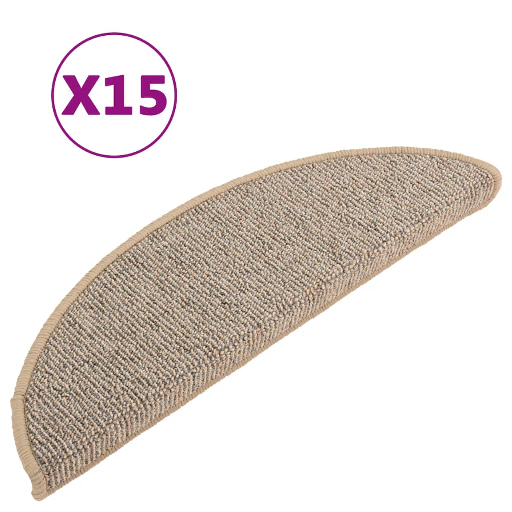 Tappetini per scale 15 pz 56x17x3 cm Marrone Semicircolari