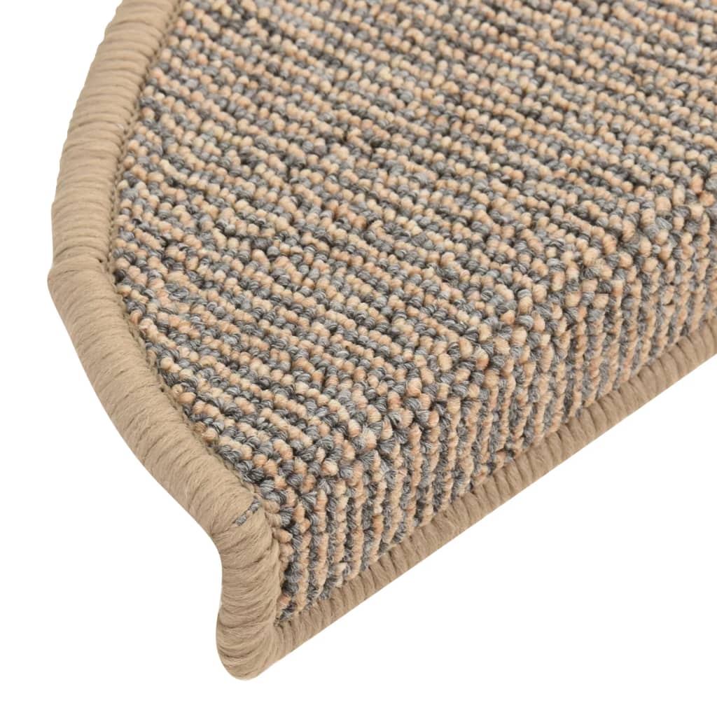 Tappetini per scale 15 pz 56x17x3 cm Marrone Semicircolari