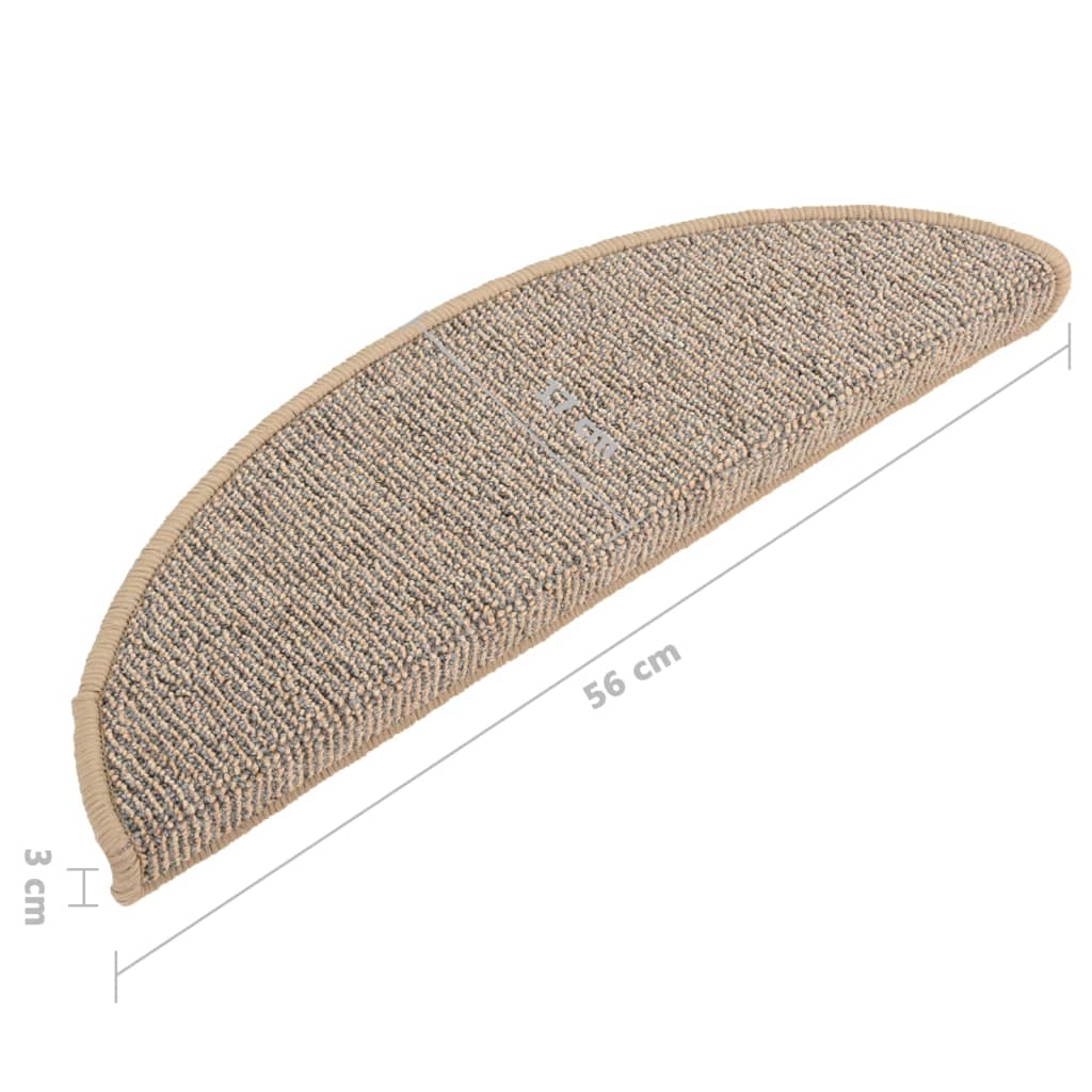 Tappetini per scale 15 pz 56x17x3 cm Marrone Semicircolari
