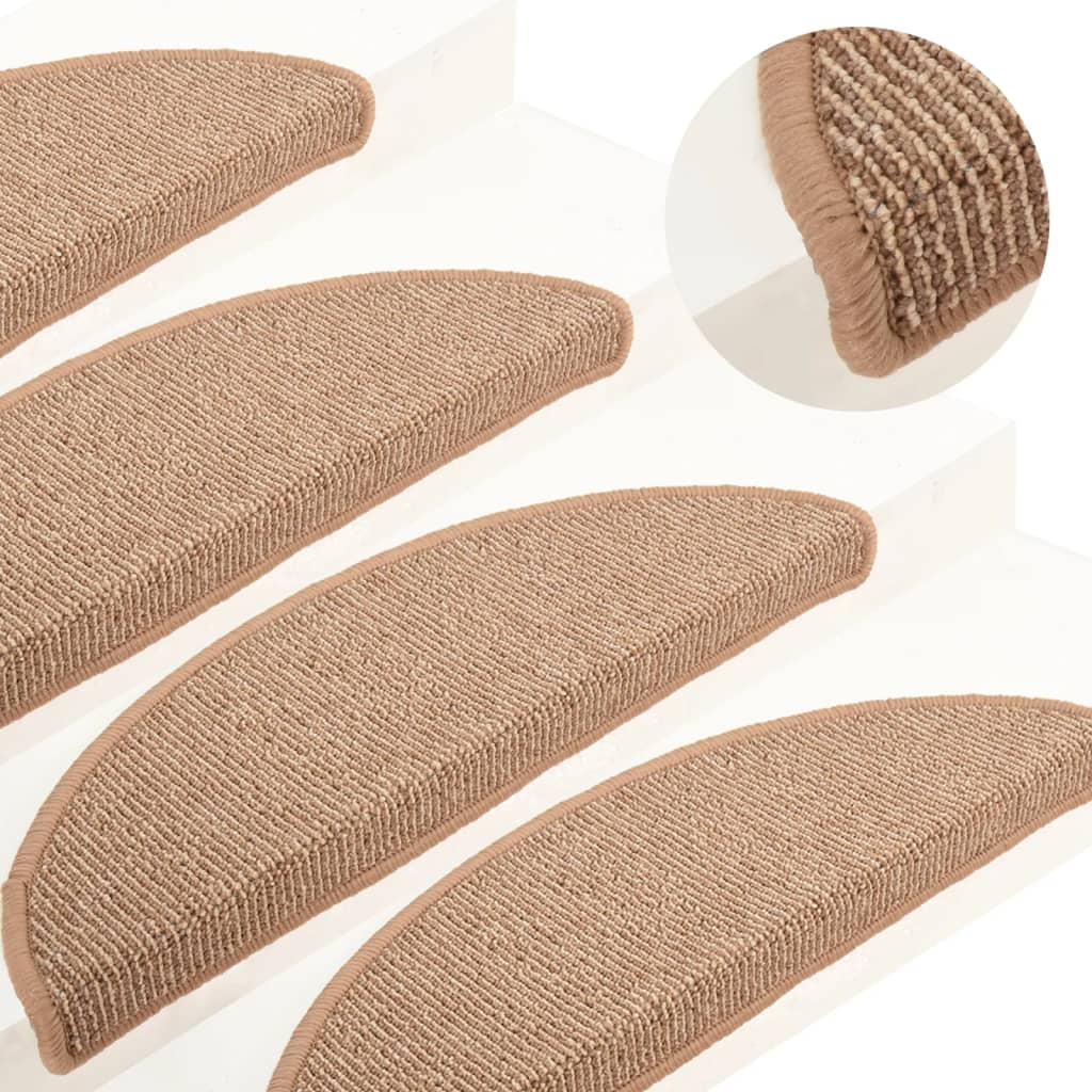 Tappetini per scale 15 pz 56x17x3 cm Marrone chiaro Semicircolari