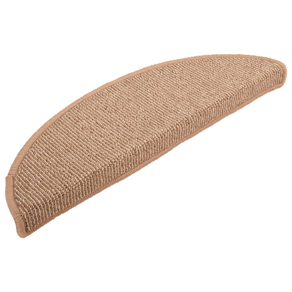 Tappetini per scale 15 pz 56x17x3 cm Marrone chiaro Semicircolari