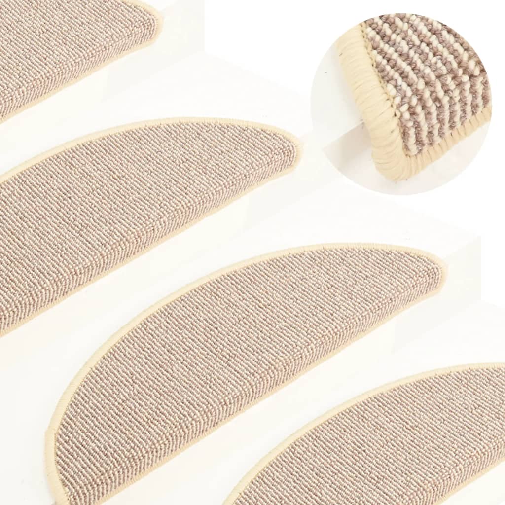 Tappetini per scale 15 pz 56x17x3 cm Bianco e Marrone Semicircolari