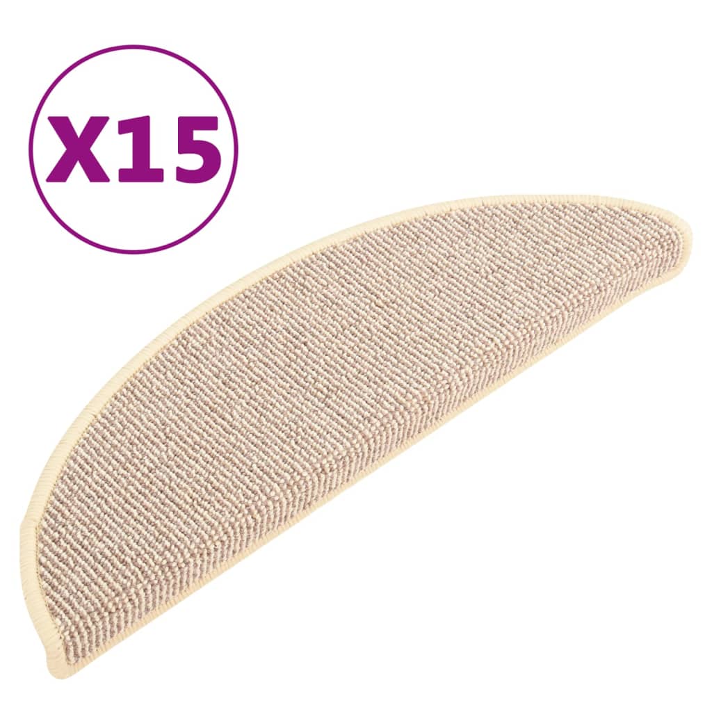 Tappetini per scale 15 pz 56x17x3 cm Bianco e Marrone Semicircolari