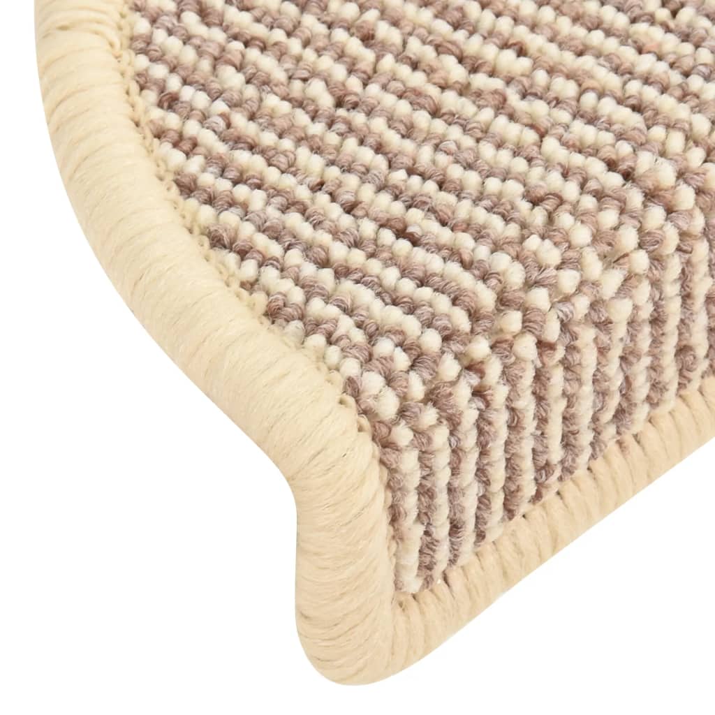 Tappetini per scale 15 pz 56x17x3 cm Bianco e Marrone Semicircolari