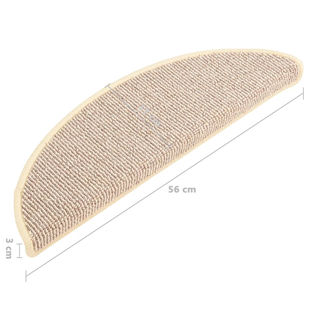 Tappetini per scale 15 pz 56x17x3 cm Bianco e Marrone Semicircolari