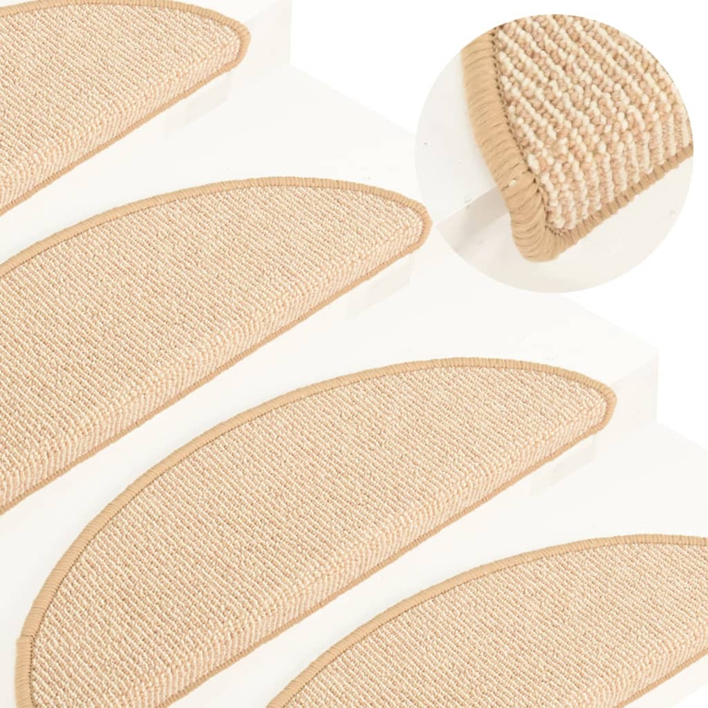 Tappetini per scale 15 pz 56x17x3 cm Crema Semicircolari