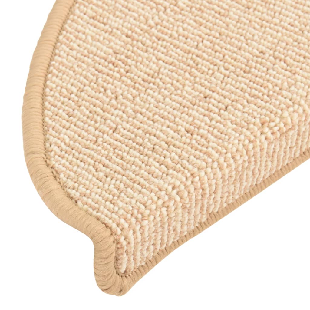 Tappetini per scale 15 pz 56x17x3 cm Crema Semicircolari