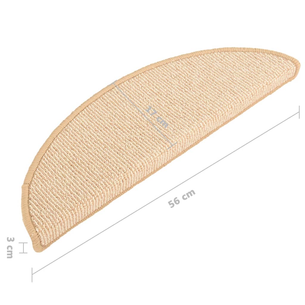 Tappetini per scale 15 pz 56x17x3 cm Crema Semicircolari