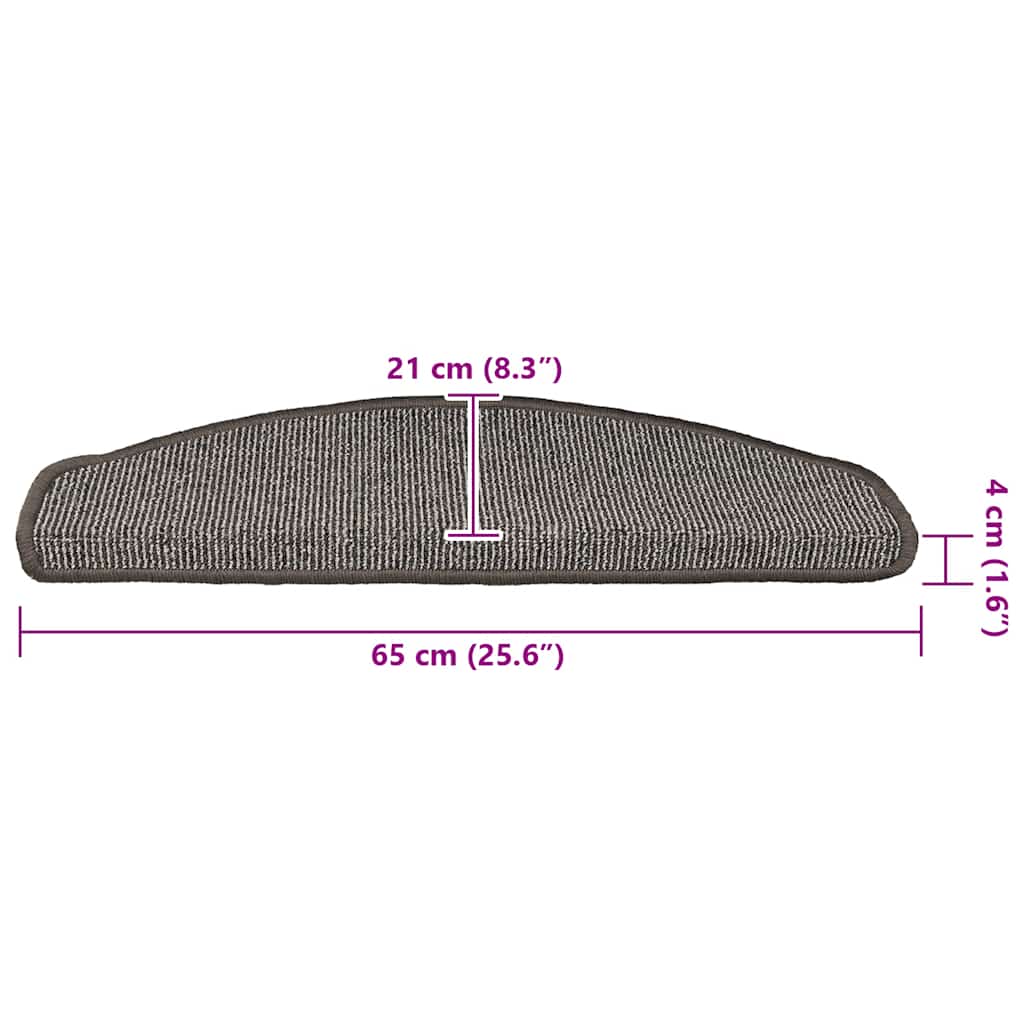Tappetini per scale 15 pz 65x21x4 cm Grigio Semicircolari Grandi
