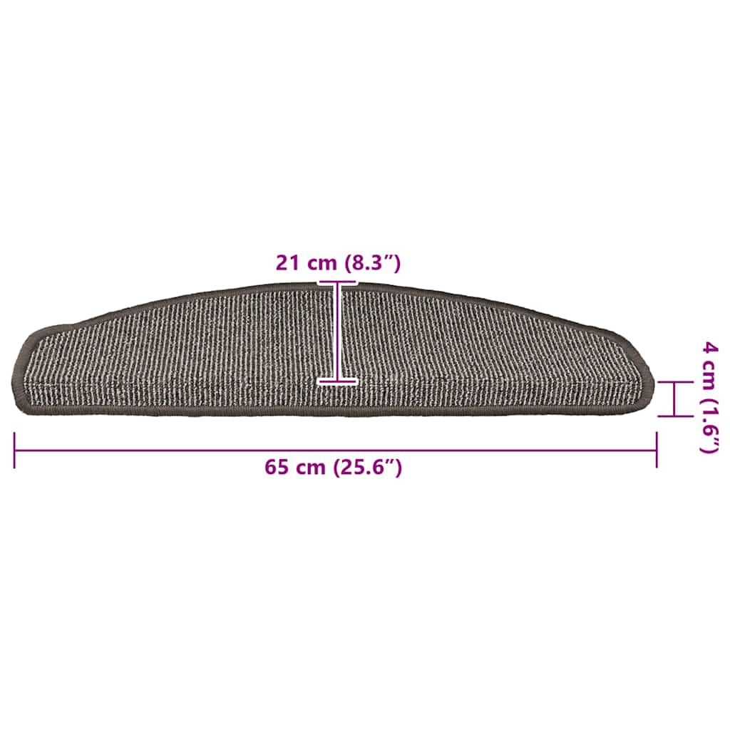 Tappetini per scale 15 pz 65x21x4cm Grigio Semicircolari Grandi
