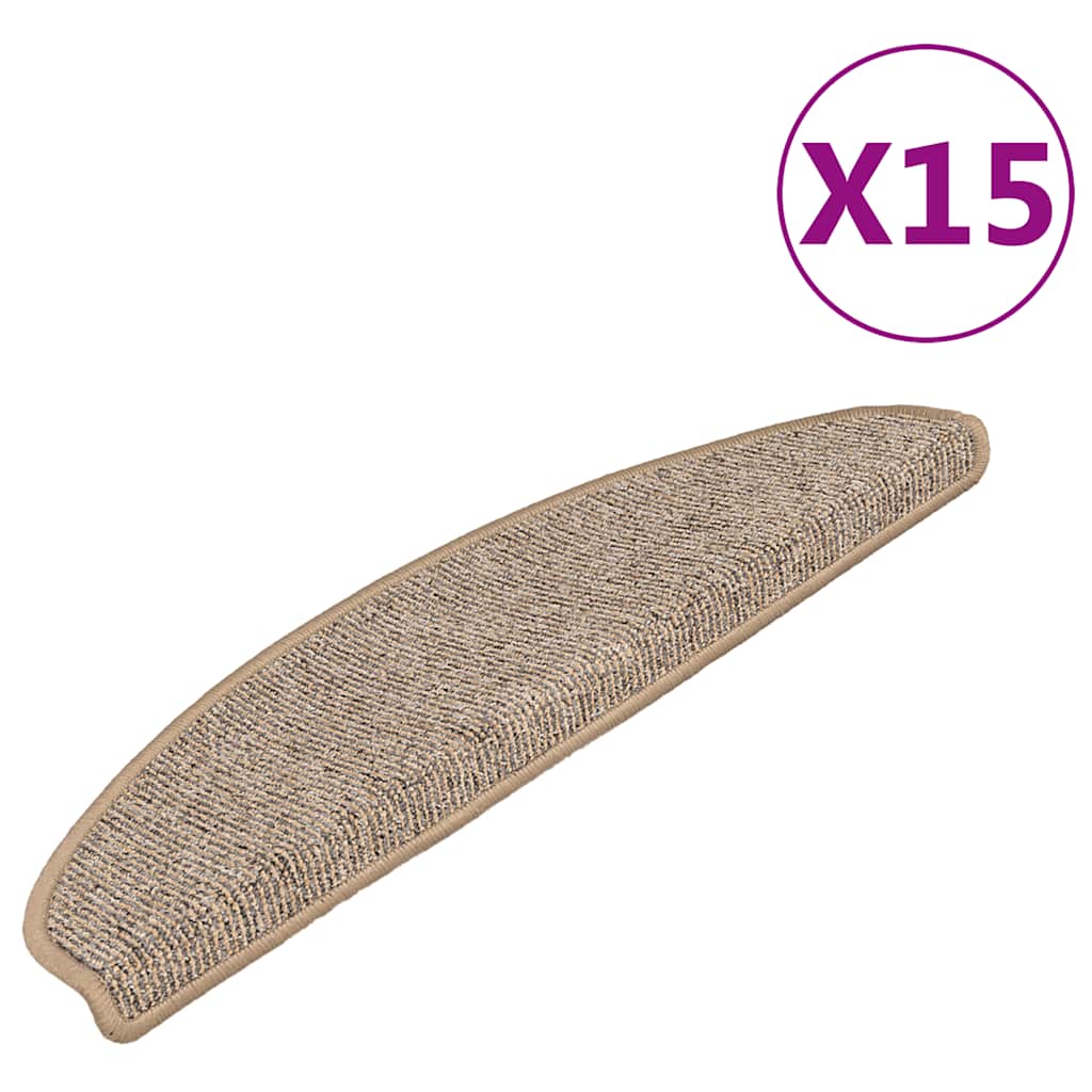 Tappetini per scale 15 pz 65x21x4 cm Marrone Semicircolari Grandi