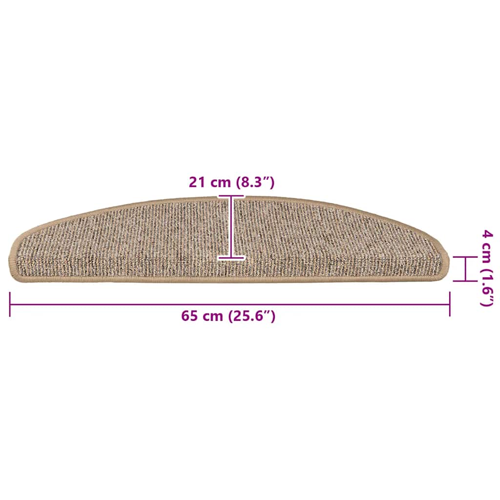 Tappetini per scale 15 pz 65x21x4 cm Marrone Semicircolari Grandi