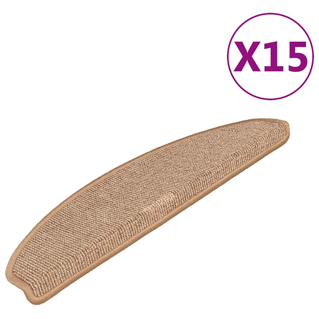 Tappetini per scale 15 pz 65x21x4 cm Marrone chiaro Semicircolari Grandi