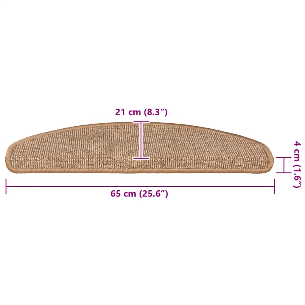 Tappetini per scale 15 pz 65x21x4 cm Marrone chiaro Semicircolari Grandi