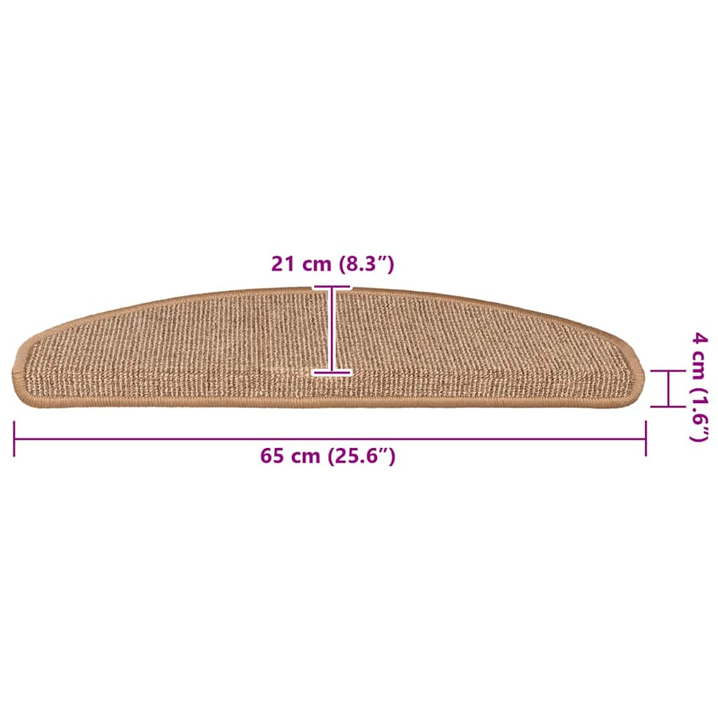 Tappetini per scale 15 pz 65x21x4 cm Marrone chiaro