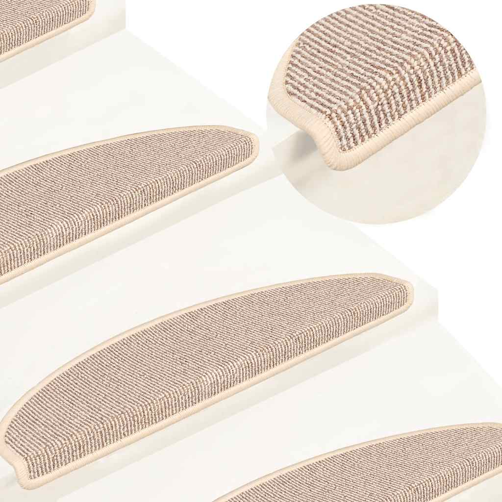 Tappetini per scale 15 pz 65x21x4 cm Bianco e Marrone Semicircolari Grandi