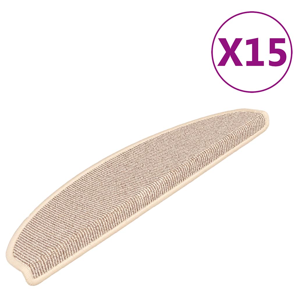 Tappetini per scale 15 pz 65x21x4 cm Bianco e Marrone Semicircolari Grandi