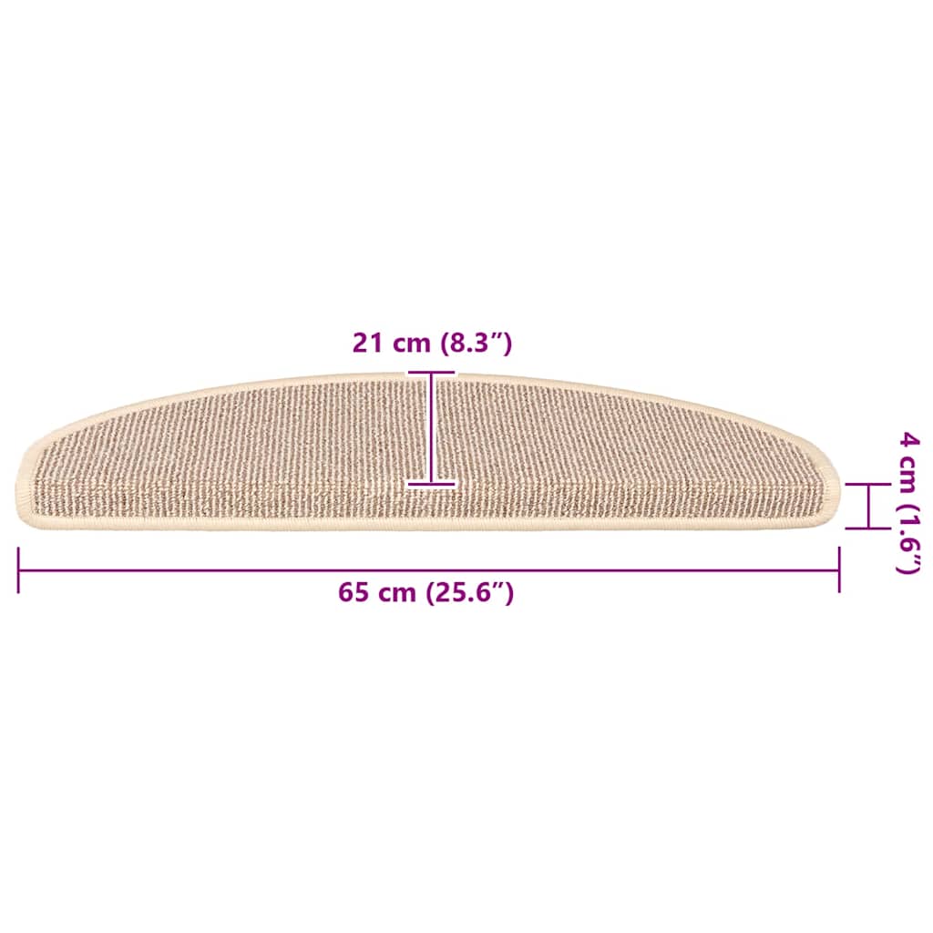Tappetini per scale 15 pz 65x21x4 cm Bianco e Marrone Semicircolari Grandi