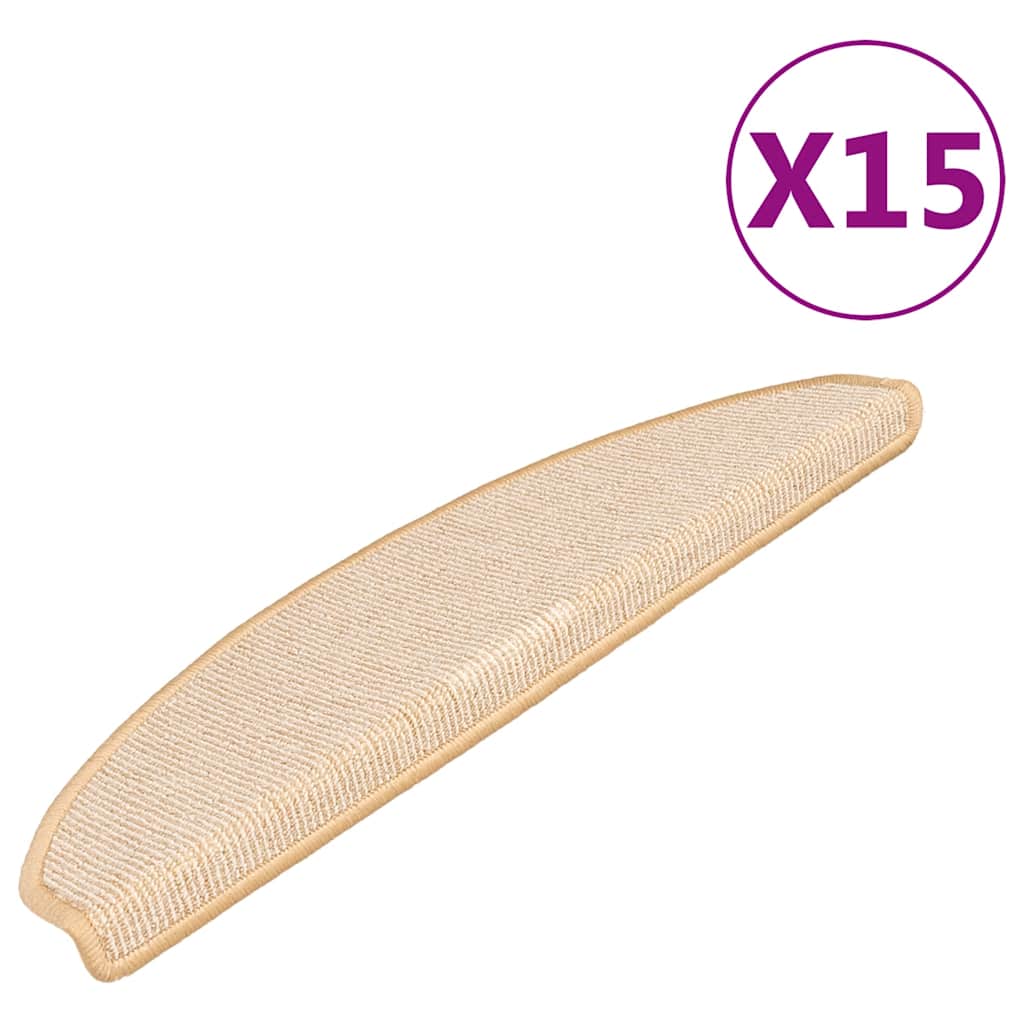 Tappetini per scale 15 pz 65x21x4 cm Crema Semicircolari Grandi