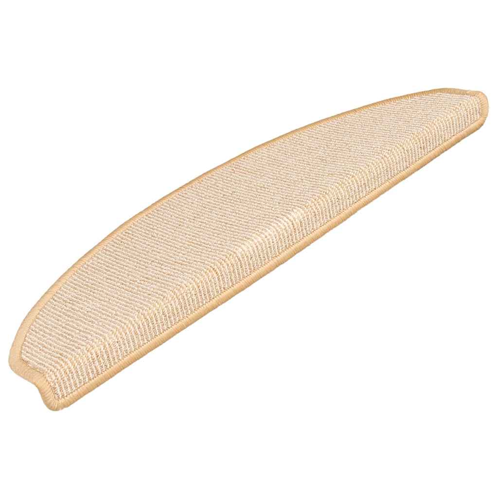 Tappetini per scale 15 pz 65x21x4 cm Crema Semicircolari Grandi