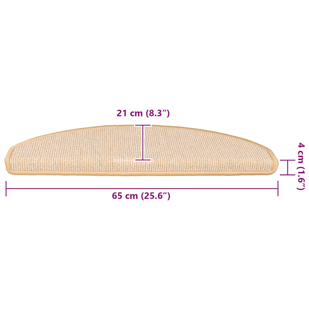 Tappetini per scale 15 pz 65x21x4 cm Crema Semicircolari Grandi