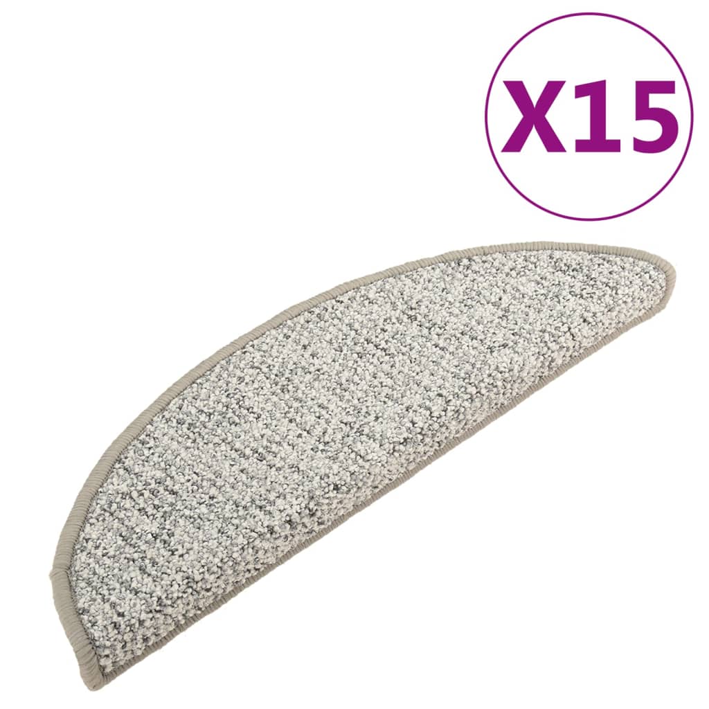 Tappetini per Scale 15 pz Grigio Chiaro 56x17x3 cm