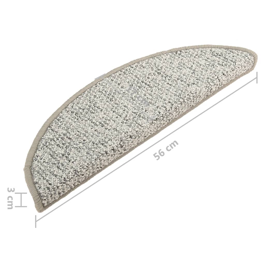 Tappetini per Scale 15 pz Grigio Chiaro 56x17x3 cm