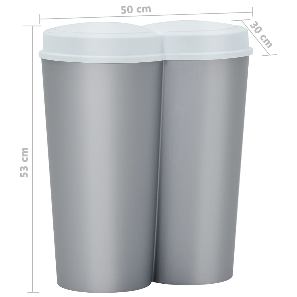 Pattumiera Doppia Argento e Bianca 50 L