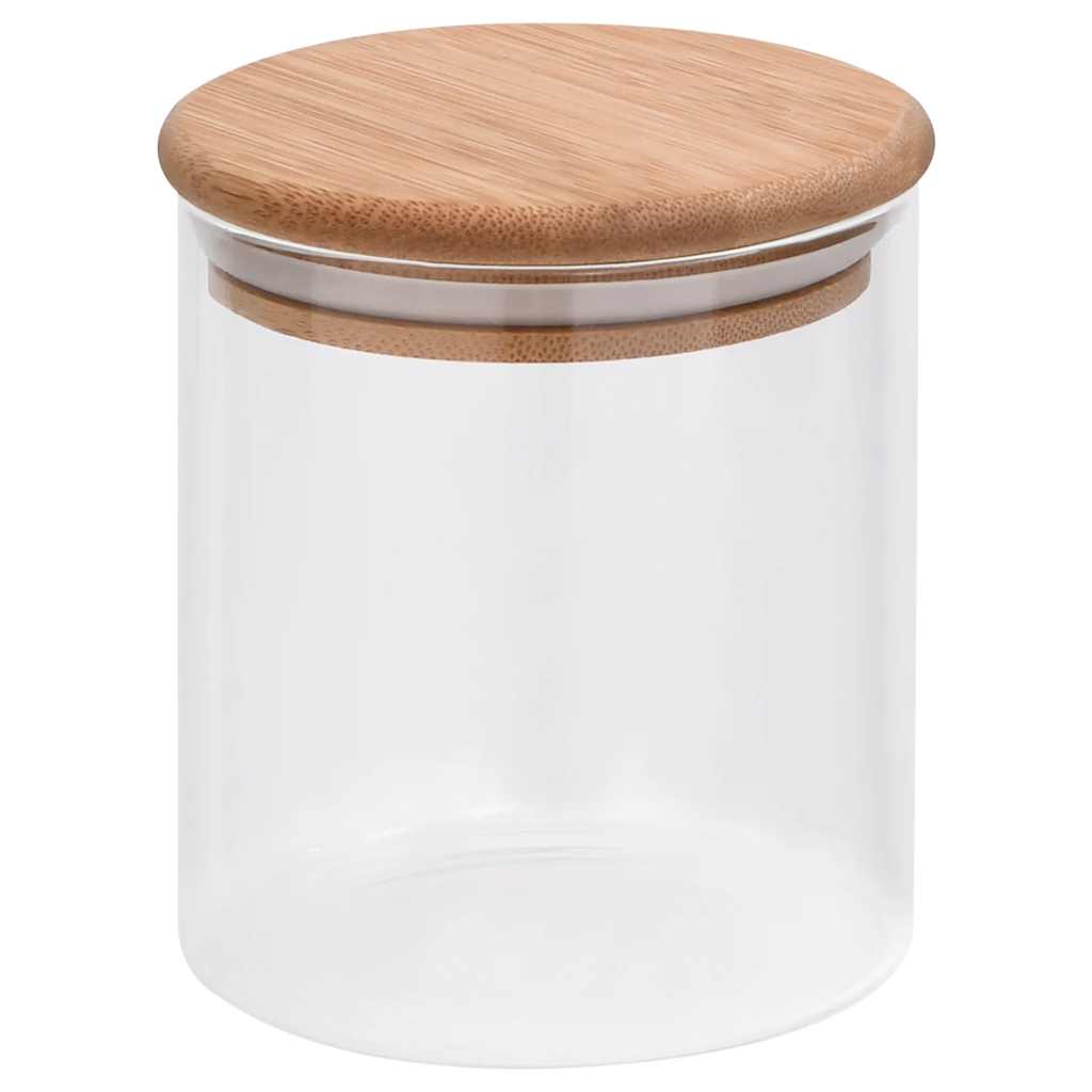 Barattoli di Vetro con Coperchio in Bambù 10 pz 600 ml