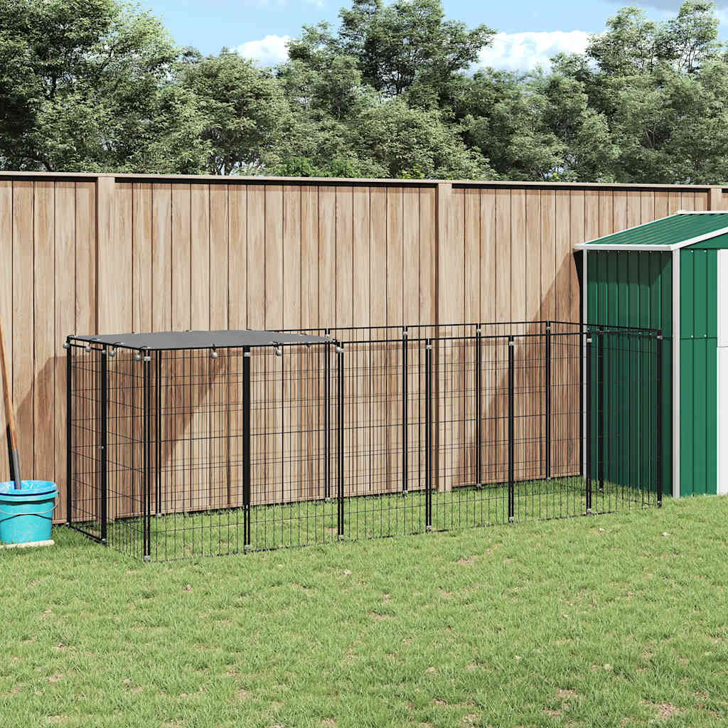 Gabbia per Cani Nera 330x110x110 cm in Acciaio