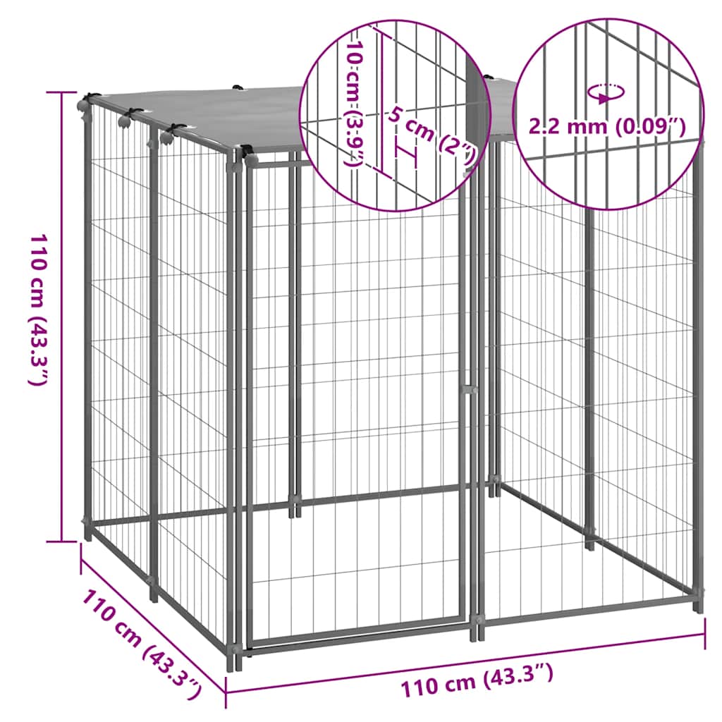 Cuccia per Cani Argento 110x110x110 cm in Acciaio