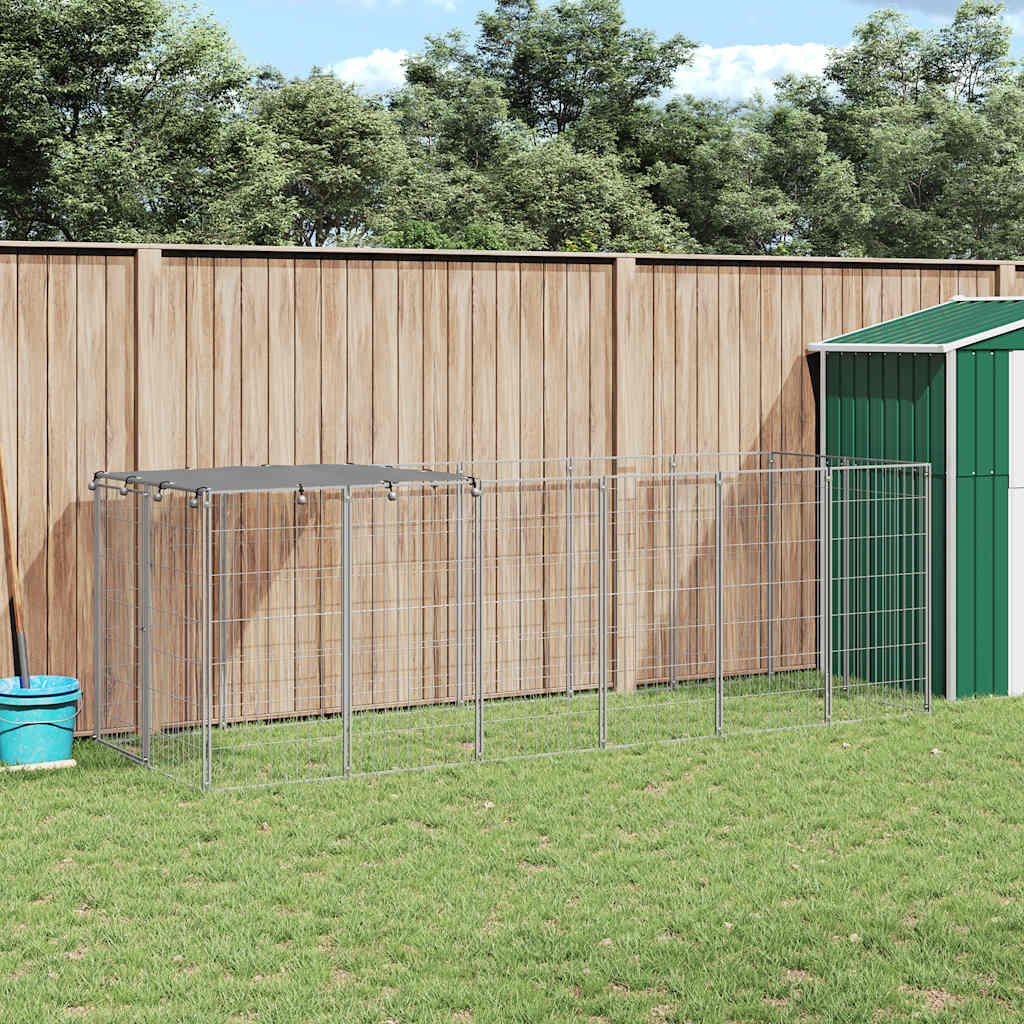 Gabbia per Cani Argento 330x110x110 cm in Acciaio